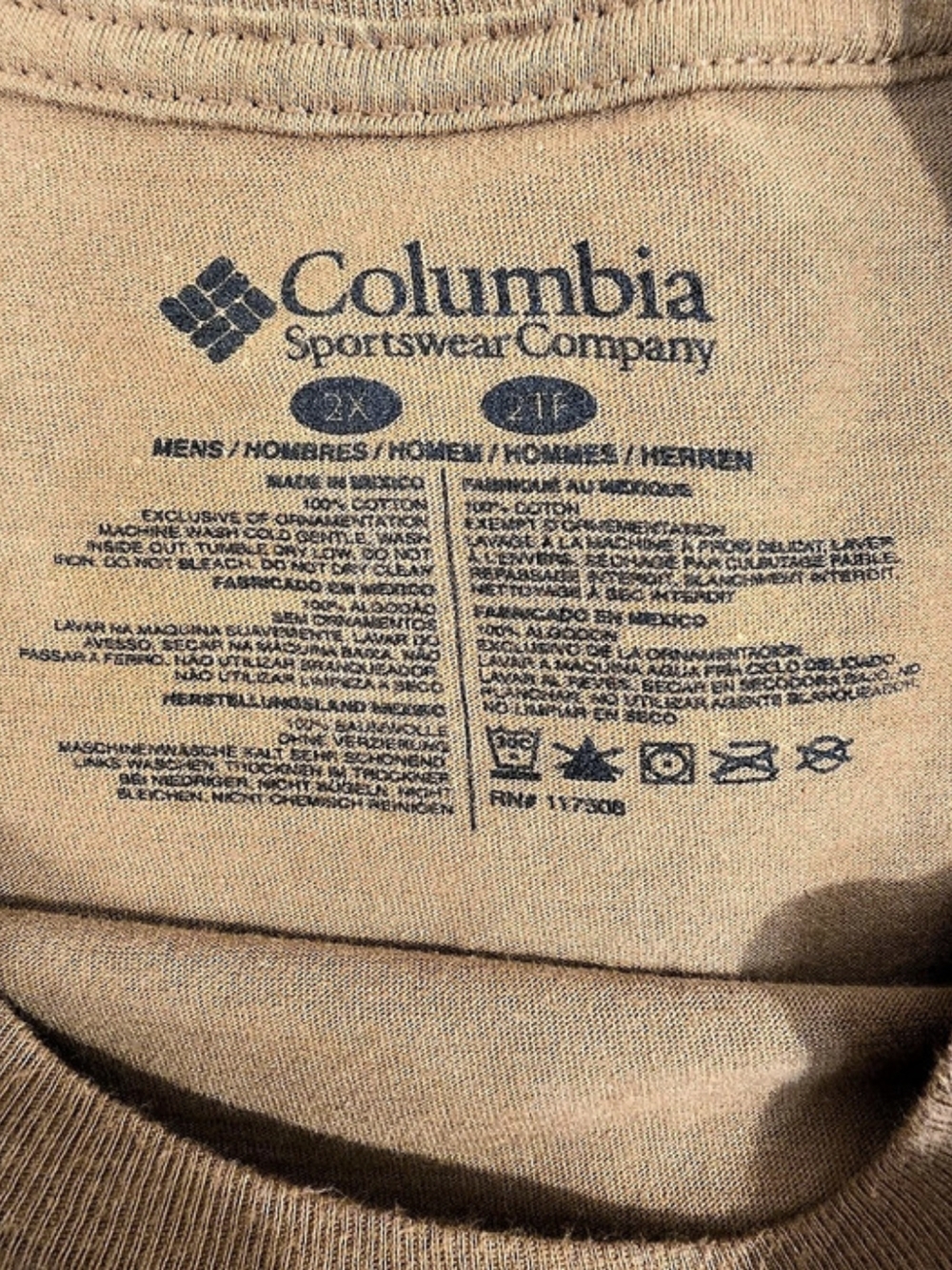 Columbia Mens Camo Box Logo Graphic T-Shirt Brown 2X - Picture 3 of 4